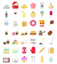 Cooking foods icons set in flat style Royalty Free Stock Photo