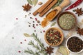 Cooking Frame of Spices and Herbs on Stone Background Royalty Free Stock Photo
