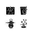 Cooking freshly caught fish black glyph icons set on white space Royalty Free Stock Photo