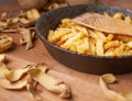 Cooking fried french potatoes composition Royalty Free Stock Photo