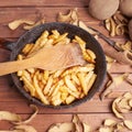Cooking fried french potatoes composition Royalty Free Stock Photo
