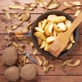 Cooking fried french potatoes composition Royalty Free Stock Photo