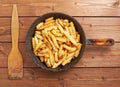 Cooking fried french potatoes composition Royalty Free Stock Photo