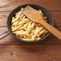 Cooking fried french potatoes composition Royalty Free Stock Photo