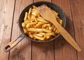 Cooking fried french potatoes composition Royalty Free Stock Photo