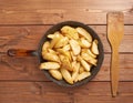 Cooking fried french potatoes composition Royalty Free Stock Photo