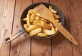 Cooking fried french potatoes composition Royalty Free Stock Photo