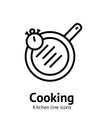 Cooking Frying Pan Sign Thin Line Icon Emblem Concept. Vector