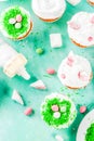 Cooking funny easter cupcakes Royalty Free Stock Photo