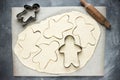 Cooking gingerbread man Christmas cookies Royalty Free Stock Photo