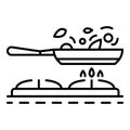 Cooking on griddle pan icon, outline style