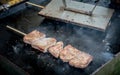 Cooking Grilled beef skewer Royalty Free Stock Photo