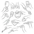 Cooking hands outlines