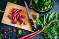 Cooking healthy swiss chard Royalty Free Stock Photo