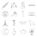 Cooking, history, travel and other web icon in outline style.sport, drug, service icons in set collection.