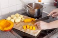 Cooking hokkaido pumpkin soup Royalty Free Stock Photo