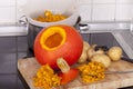 Cooking hokkaido pumpkin soup Royalty Free Stock Photo