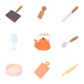 Cooking icons set, cartoon style Royalty Free Stock Photo