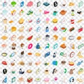 100 cooking icons set, isometric 3d style Royalty Free Stock Photo