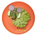 Cooking idea for children party. Vegetable ram on plate..