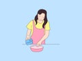 Cooking Illustration, Pouring Milk on the Dough