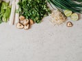 Cooking ingredients for Asian dishes on gray concrete background Royalty Free Stock Photo