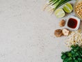 Cooking ingredients for Asian dishes on gray concrete background Royalty Free Stock Photo