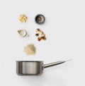 Cooking ingredients for italian risotto with wild mushrooms Royalty Free Stock Photo