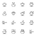 Cooking instruction line icons set