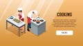 Cooking Isometric Horizontal Banner Royalty Free Stock Photo