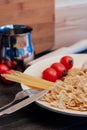 cooking italian pasta by hand kitchen cherry tomatoes ingredients