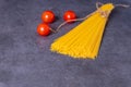 Cooking Italian pasta with tomatoes concept. Royalty Free Stock Photo