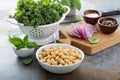 Cooking with kale and chickpeas Royalty Free Stock Photo