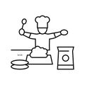 cooking kid leisure line icon vector illustration