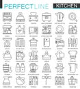 Cooking and kitchen outline concept symbols. Perfect thin line icons. Modern linear stroke style illustrations set. Royalty Free Stock Photo