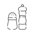 Cooking or kitchen thin line vector icon. Restaurant with cook and meal or food. Salt and pepper shaker