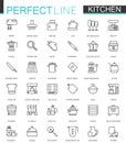 Cooking and kitchen thin line web icons set. Outline stroke icon design. Royalty Free Stock Photo