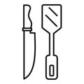 Cooking knife spatula icon, outline style