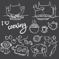 Cooking lettering I love cook. Hand drawn doodle food cooking se