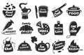 Cooking lettering logo, kitchen utensil emblem, home baking badge. Cookery and bakery quotes, restaurant or cafe menu