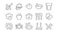 Cooking line icons. Boiling time, Frying pan and Kitchen utensils. Linear set. Vector Royalty Free Stock Photo