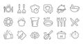 Cooking line icons. Boiling time, Frying pan and Kitchen utensils. Linear set. Vector Royalty Free Stock Photo