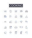 Cooking line icons collection. Culinary, Preparing, Baking, Roasting, Barbecuing, Sauteing, Grilling vector and linear