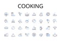 Cooking line icons collection. Culinary, Preparing, Baking, Roasting, Barbecuing, Sauteing, Grilling vector and linear