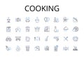 Cooking line icons collection. Culinary, Preparing, Baking, Roasting, Barbecuing, Sauteing, Grilling vector and linear