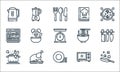 cooking line icons. linear set. quality vector line set such as pan, plates, cooking, microwave, chicken, dishwasher, noodle,
