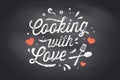 Cooking with Love. Kitchen poster. Kitchen wall decor, sign, quote Royalty Free Stock Photo