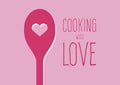 Cooking with Love pink inscription vector