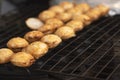 Cooking many sweet coconut rice hotcakes Royalty Free Stock Photo