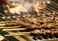 Cooking meat skewers Royalty Free Stock Photo